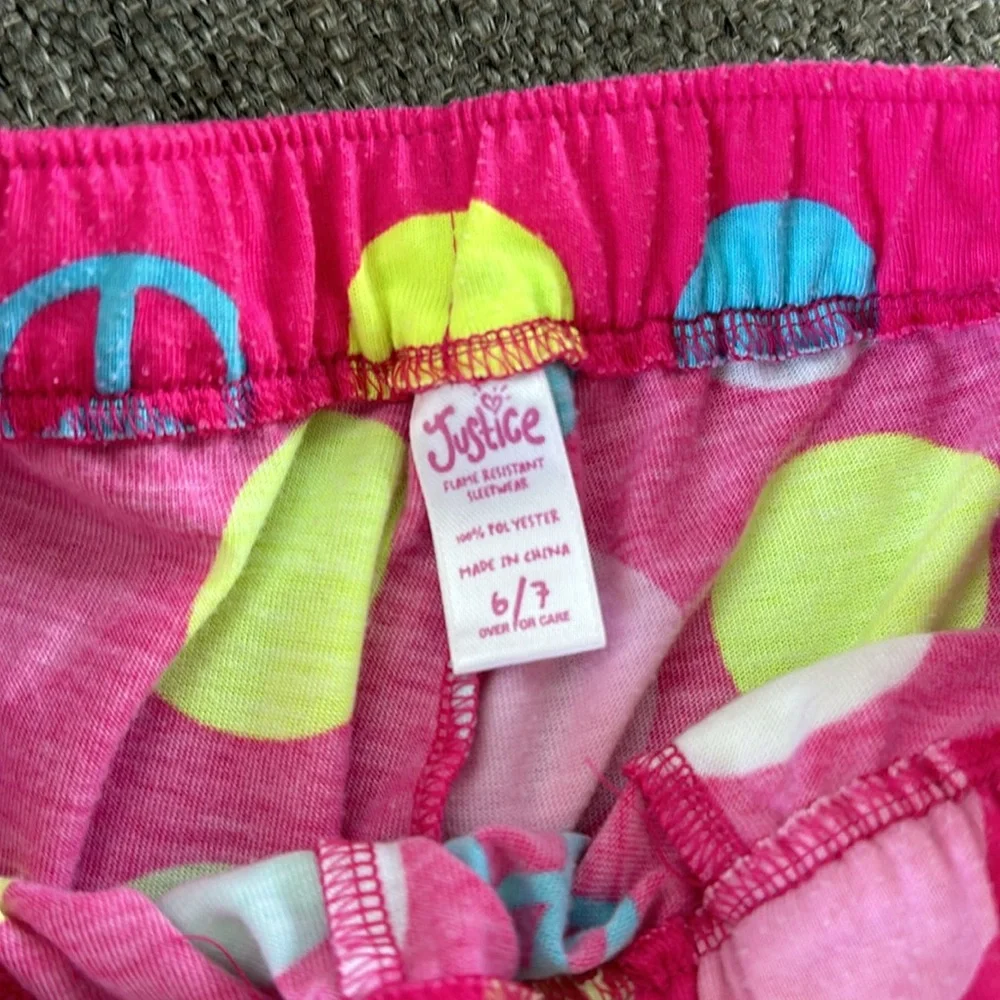 Justice Girls Polka Dot and Peace Pajama Pants Size 6
